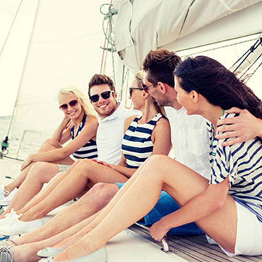 friends on sailing boat